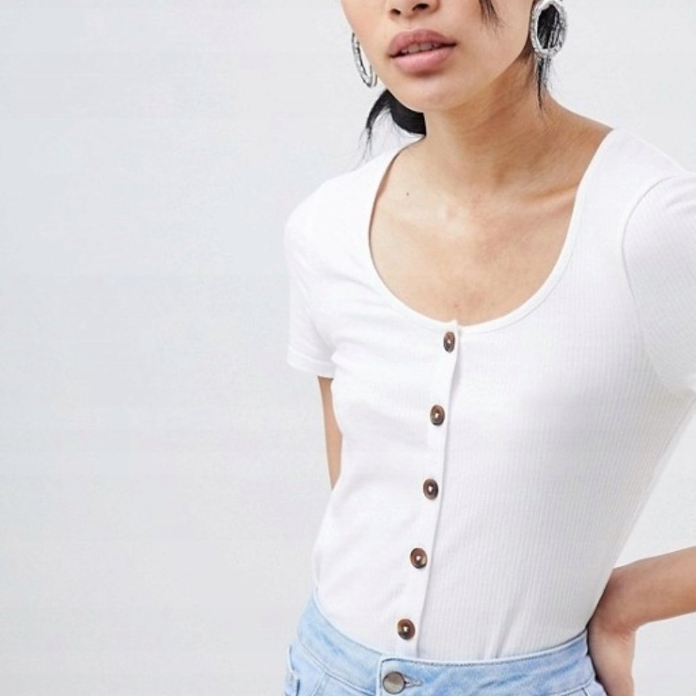 New Look Button Through Rib Tee